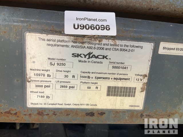 ELEVADOR TIJERA 2015 SKYJACK SJ9250RT