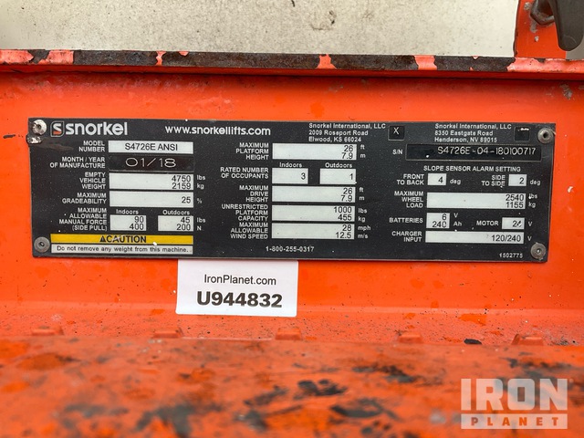 ELEVADOR TIJERA 2018 SNORKEL S4726E