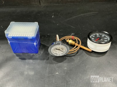 (2) Boxes of Pipette Tips, (8) Indicator Thermometers & Assorted Items