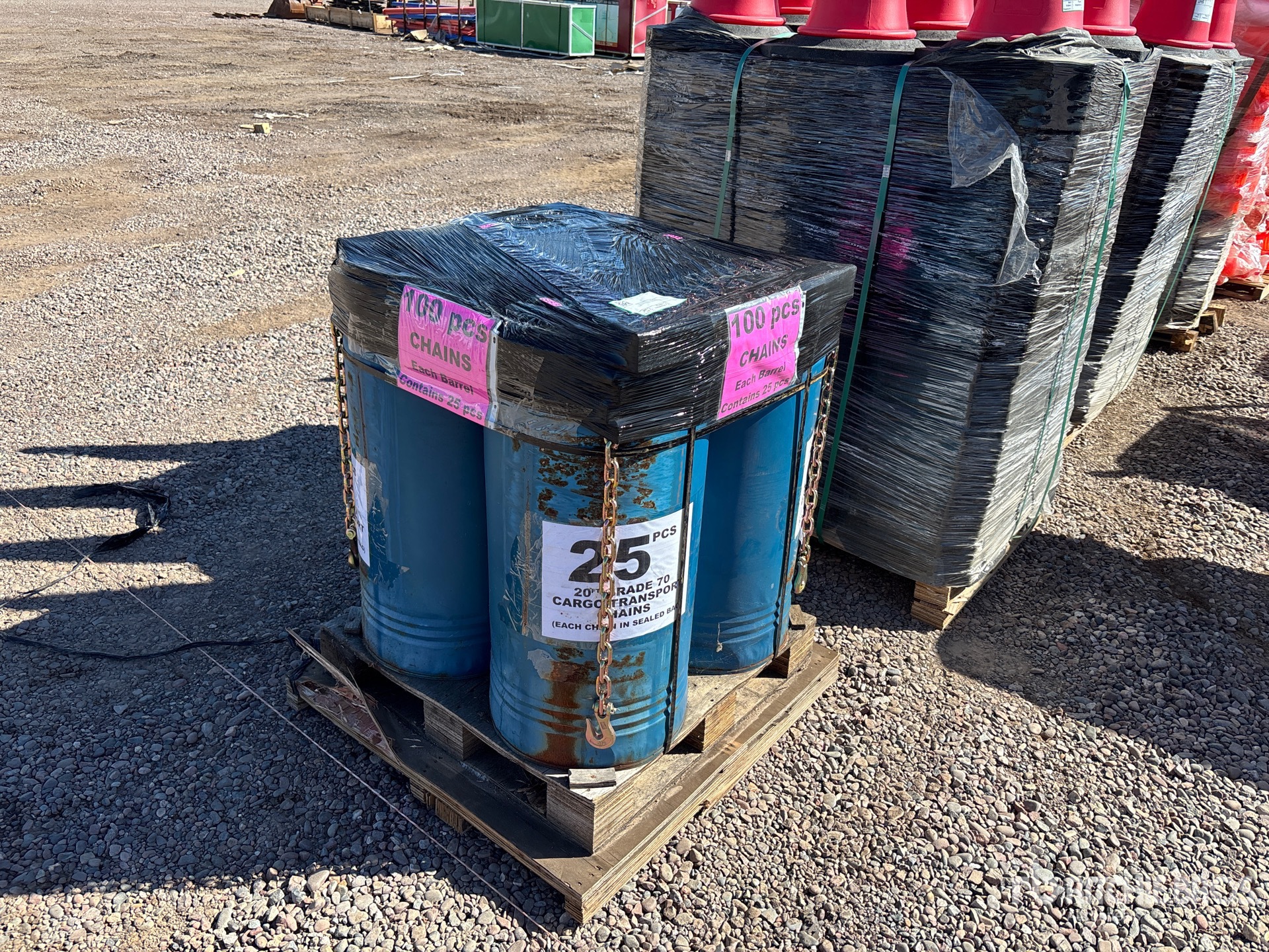Quantity of (100) 20 ft 70 Grade Cargo Transport Chains (Unused)