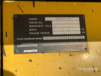 2009 Komatsu HD785-7 Haul Truck