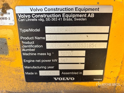 2022 Volvo A40G Articulated Dump Truck