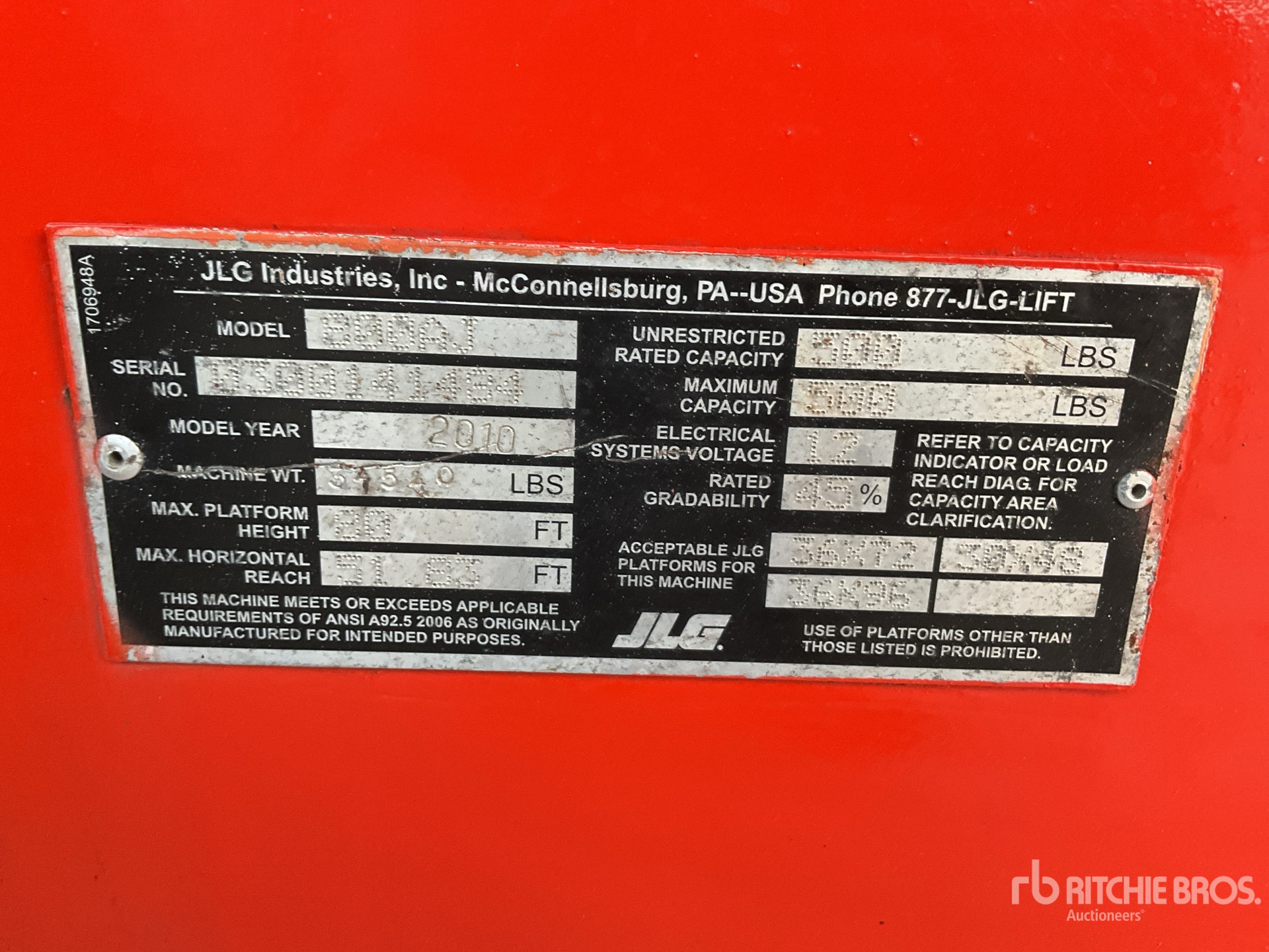 2010 JLG 800 AJ 4WD Diesel Articulating Boom Lift