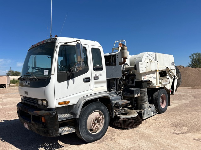 Tymco 600 air sweeper on 1998 GMC T7500 T7500 Sweeper Truck