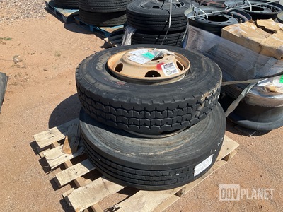 (1) Goodyear 11R22.5 & (1) Firestone 11R22.5 Tires w/Wheels