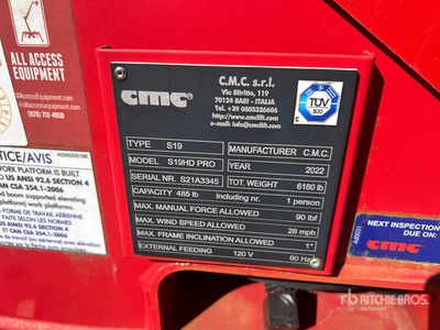 2022 CMC S19HD Pro Crawler Diesel Articulating Boom Lift
