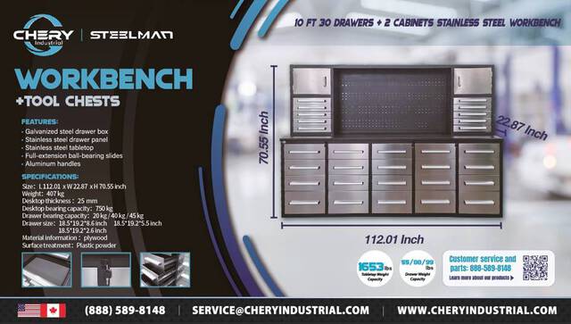 Steelman 10FT-30D Tool Cabinet (Unused)