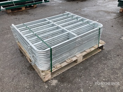 Quantity of (12) 4' galvanised H/D oval sheep hurdles