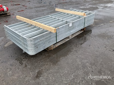 Quantity of (12) 8' galvanised H/D oval sheep hurdles