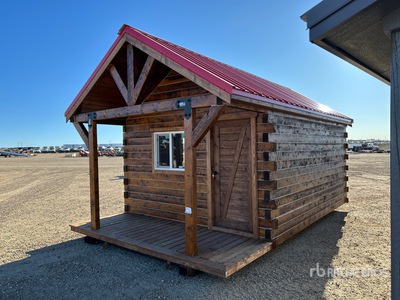 Custom Built 16 ft x 12 ft Skid-Mounted Log Cabin (Unused)