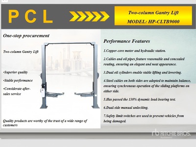 2025 PCL CLTB9000 2 Post 8800 lb Vehicle Lift (Unused)