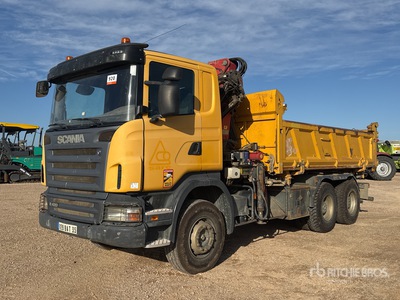2008 HMF 1560 K2 3475 kg Articulated Boom on 2008 Scania R420 Camion Benne Avec Grue 6x4 Wywrotka z dźwigiem (Inoperable)