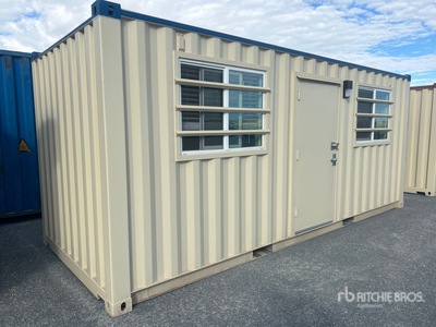 20 ft x 8 ft Skid-Mounted Storage Container Mobile Office (Unused)