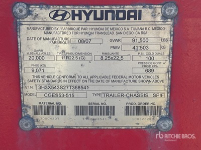 2007 Hyundai 54 ft Tri/A Remorque à conteneur