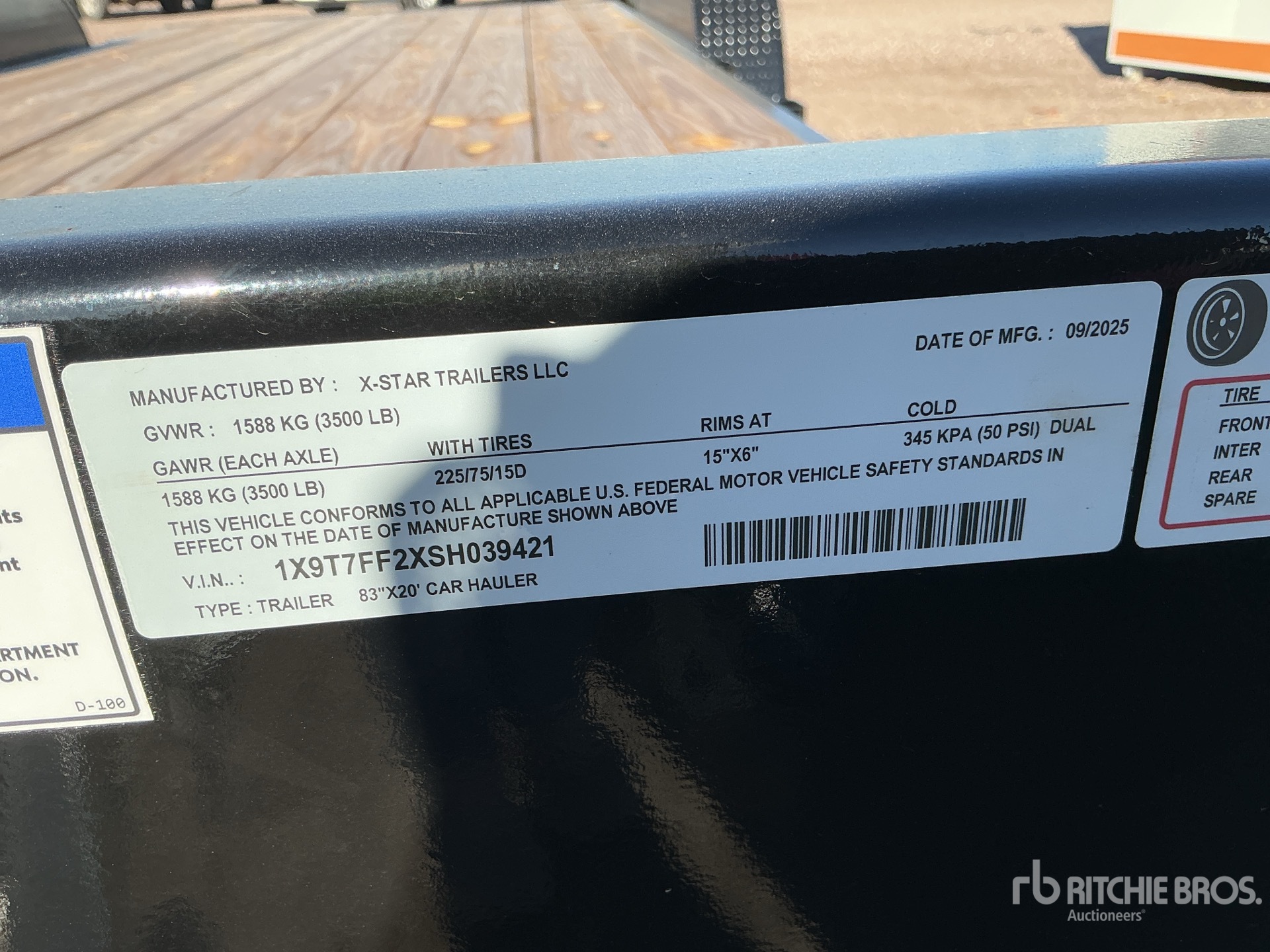 2025 X-STAR T/A Equipment Trailer