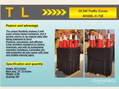 Quantity of (250) 2025 TL C-75E Highway Cones (Unused)