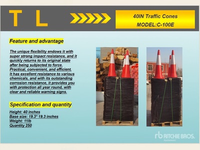 Quantity of (250) 2025 TL C-100E Highway Cones (Unused)