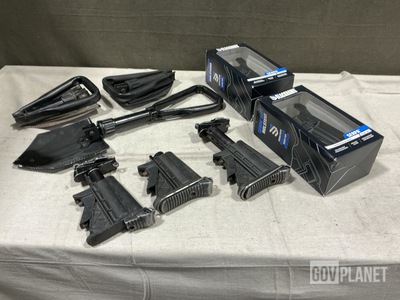 (25) Entrenching Tools, (10) Holsters, (3) Shoulder Gun Stocks & Assorted Items