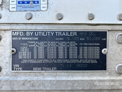2012 Utility 53 ft x 102 in Sliding T/A Van Trailer
