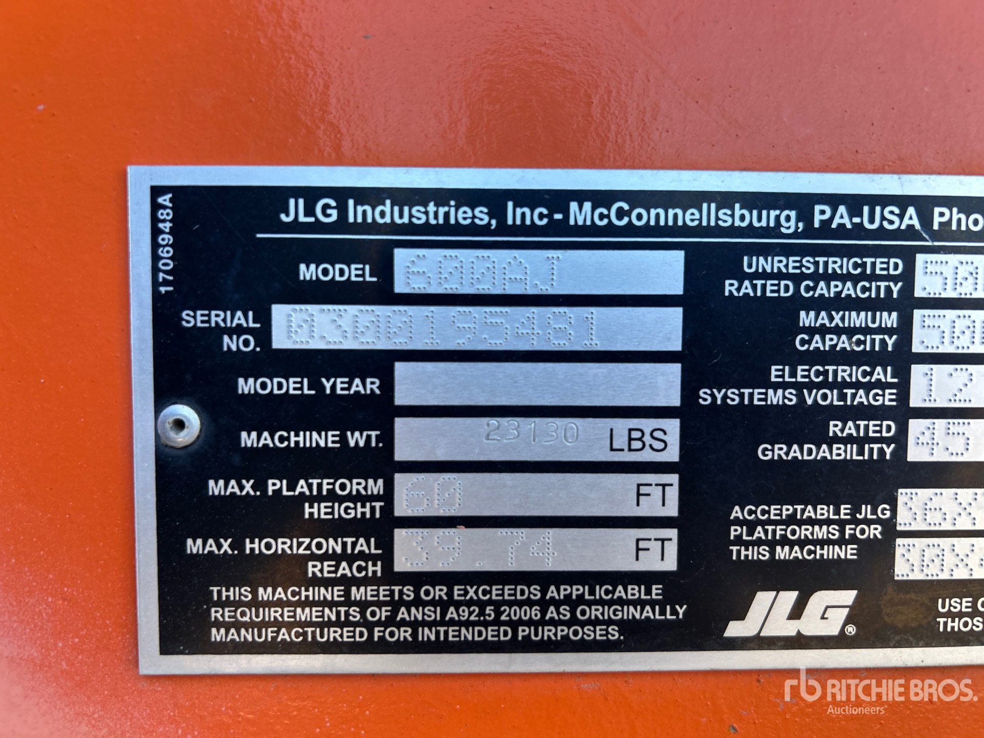2014 JLG 600AJ Articulating Boom Lift