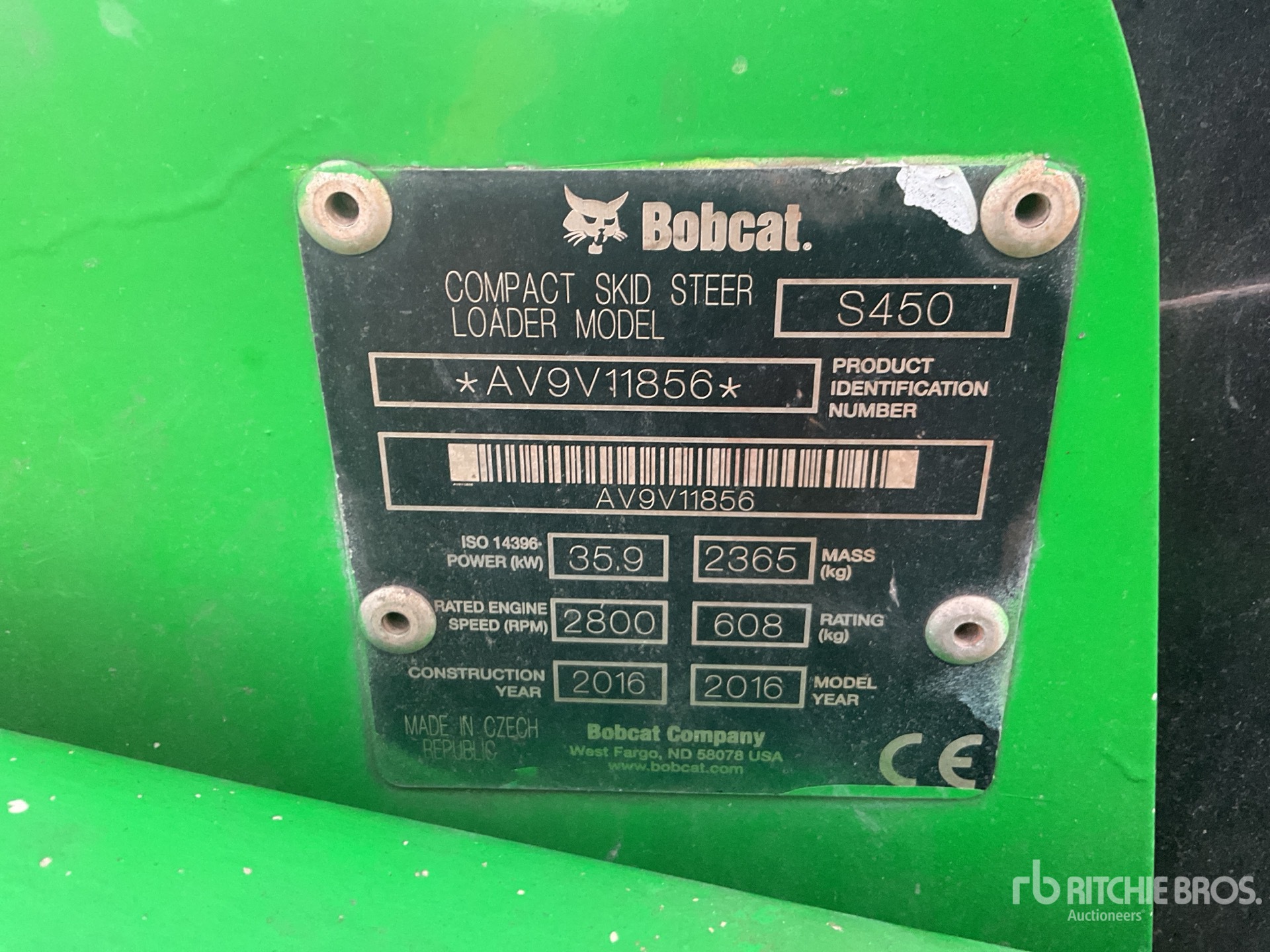 2016 Bobcat S450 Mini pala