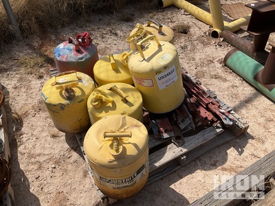 Quantity of (7) 5 gal Steel Fuel Cans
