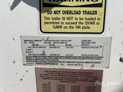 2023 Vanguard VXP 53 ft x 102 in T/A Van Trailer