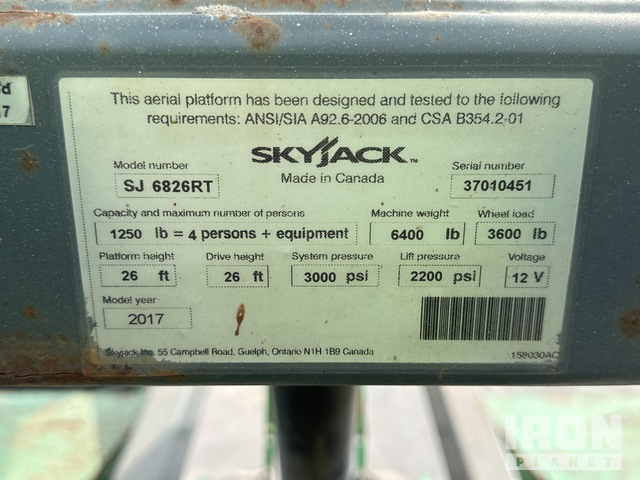 ELEVADOR TIJERA 2017 SKYJACK SJ6826RT