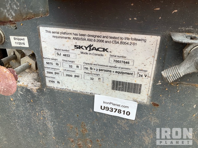 ELEVADOR TIJERA 2016 SKYJACK SJIII4632