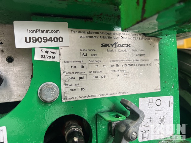 ELEVADOR TIJERA 2016 SKYJACK SJIII3226