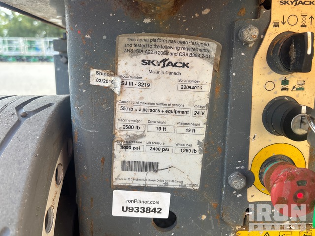 ELEVADOR TIJERA 2016 SKYJACK SJIII3219