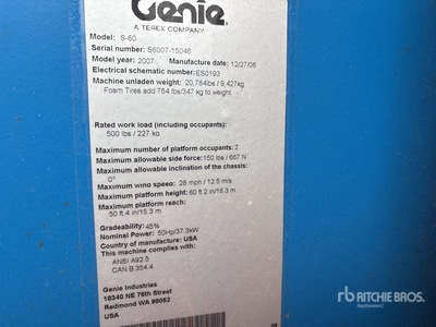 2007 Genie S60 Telescopic Boom Lift