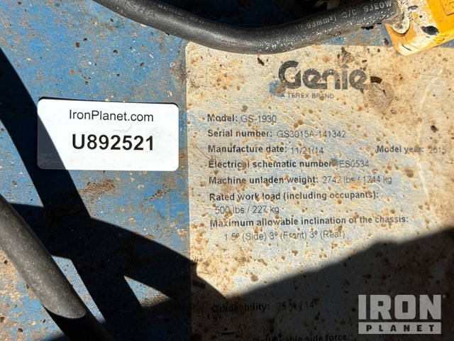 ELEVADOR TIJERA 2014 GENIE GS1930