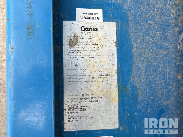 ELEVADOR TIJERA 2018 GENIE GS4047