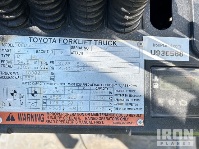 MONTACARGAS 2016 TOYOTA 8FD50U