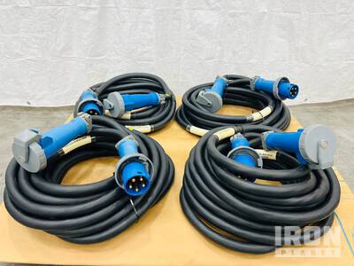 Quantity of (4) LEX 60 Amp 50 ft Electrical Distribution Pin & Sleeve Cables (Unused)