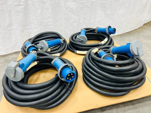 Quantity of (4) LEX 60 Amp 50 ft Electrical Distribution Pin & Sleeve Cables (Unused) Quantity of (4) LEX 60 Amp 50 ft Electrical Distribution Pin & Sleeve Cables (Unused)