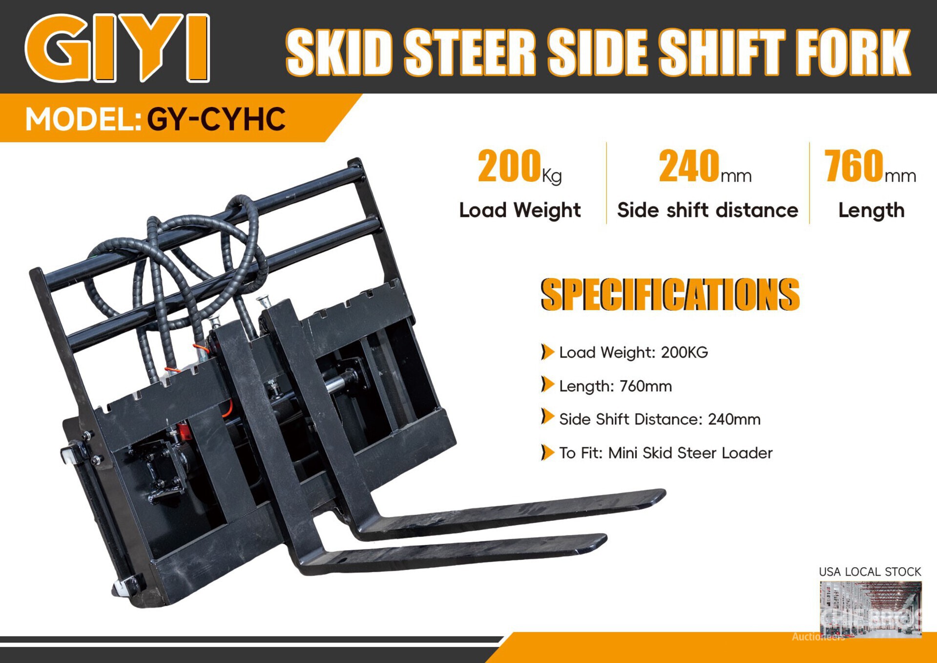 2025 GIYI GY-CYHC 30 in Mini スキッドステア用フォーク (Unused)