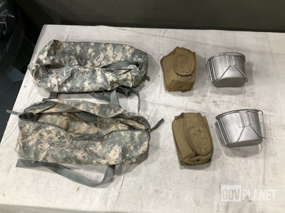 (138) Water Canteen Cups, (27) Individual Pouches & Assorted Items