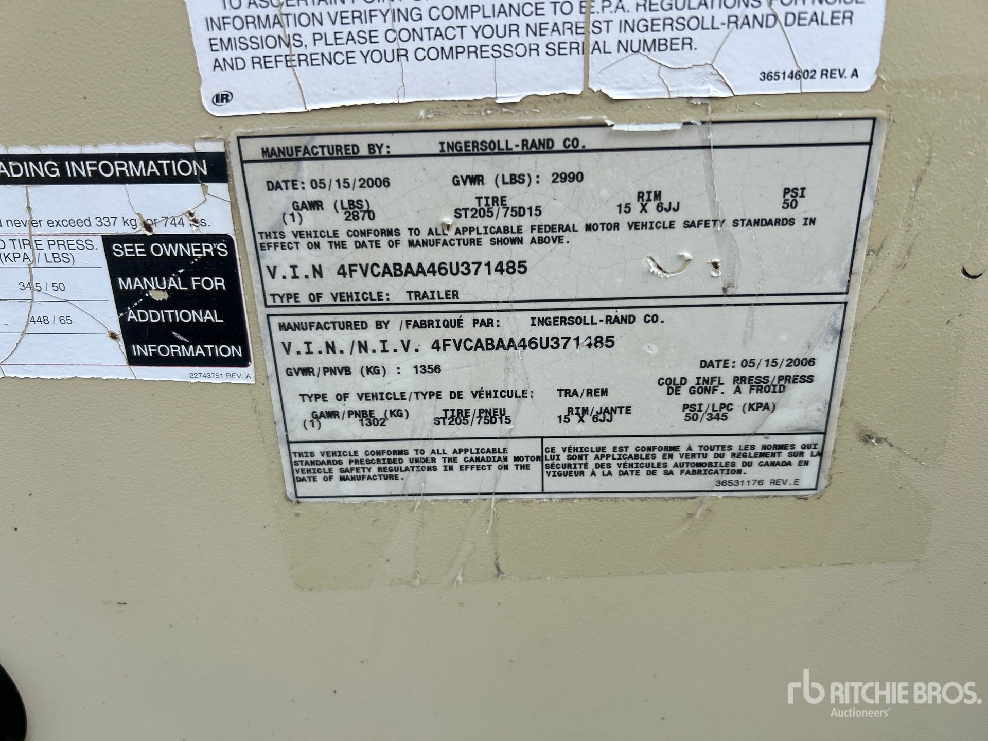 2006 Ingersoll Rand 185 Air Compressor