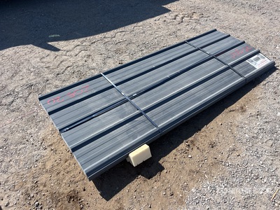 Quantity of (70) Gray 8 ft x 3 ft Metal Roof Panels