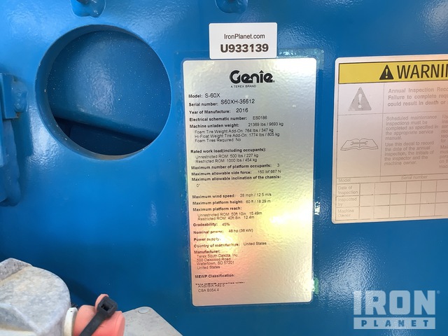 ELEVADOR TELESCóPICO 2017 GENIE 4WD S60X