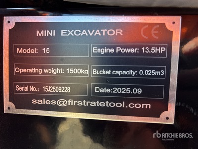 2025 VICSEC VC15 Mini Excavadora (Unused)
