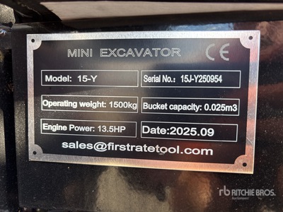 2025 VICSEC VC15J-Y Mini Excavator (Unused)