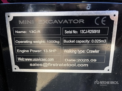 2025 VICSEC VC13CJ-R Mini Excavator (Unused)