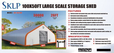2025 SKLP SK-SS100 50 ft x 100 ft Storage Building (Unused)