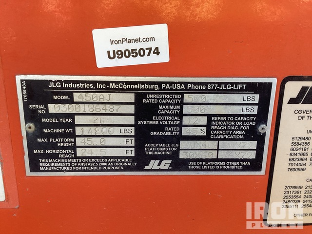 ELEVADOR ARTICULADO 2014 JLG 4WD 450AJSERIESII