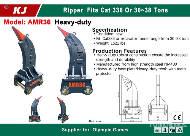 2025 KJ AMR36 Excavator Ripper - Fits Cat 336 / 30 - 38 ton (Unused ...