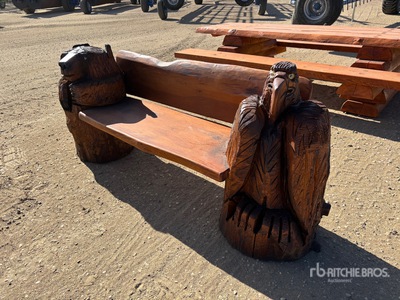 Cedar Chainsaw Carved Eagle/Bear Bench