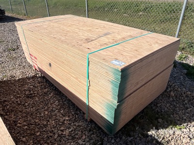 Quantity of (50) 5/8 in x 4 x 8 CSP/DFP No Stamp Plywood (Unused)
